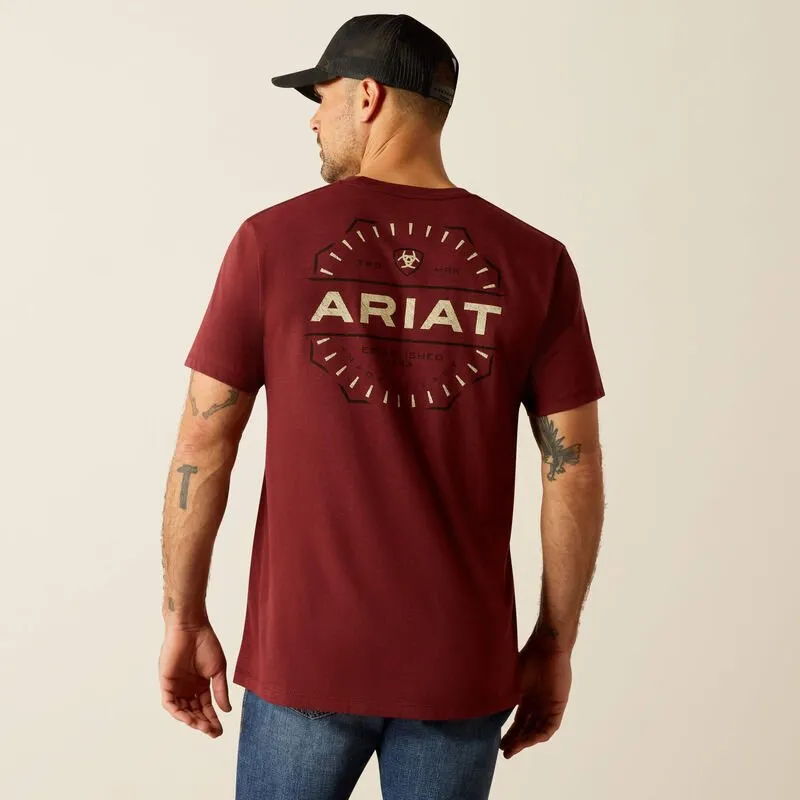 Ariat Mens Crismon Red Heather Explorer Classic SS Tshirt