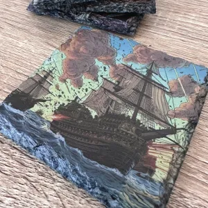Pirate Slate Coasters - Pirate Ship Battle