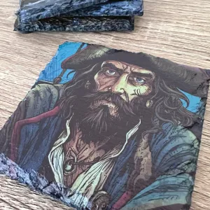 Pirate Slate Coasters - The Captain