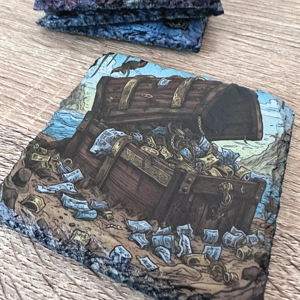 Pirate Slate Coasters - Treasure Chest